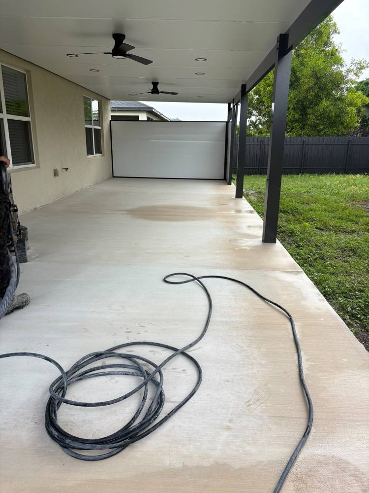 Covered patio concrete before epoxy